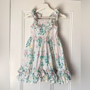 Janie and Jack Girls Floral Ruffle Dress Size 7 Spring Easter Cottage-core Twirl